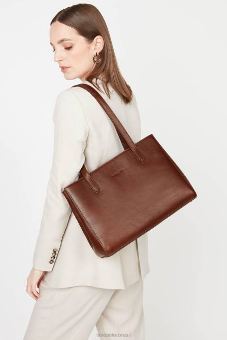 mulheres Lancaster Paris conhaque bolsa tote legendada RBF44033