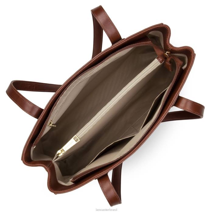 mulheres Lancaster Paris conhaque bolsa tote legendada RBF44033