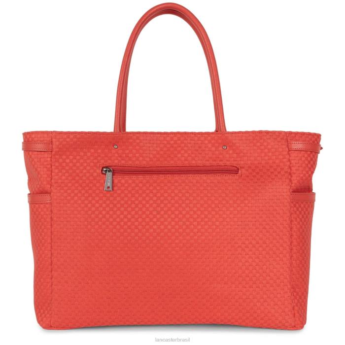mulheres Lancaster Paris coral bolsa tote real damier tresse RBF43280