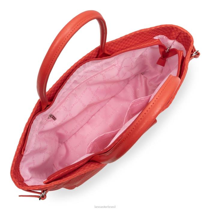 mulheres Lancaster Paris coral bolsa tote real damier tresse RBF43280
