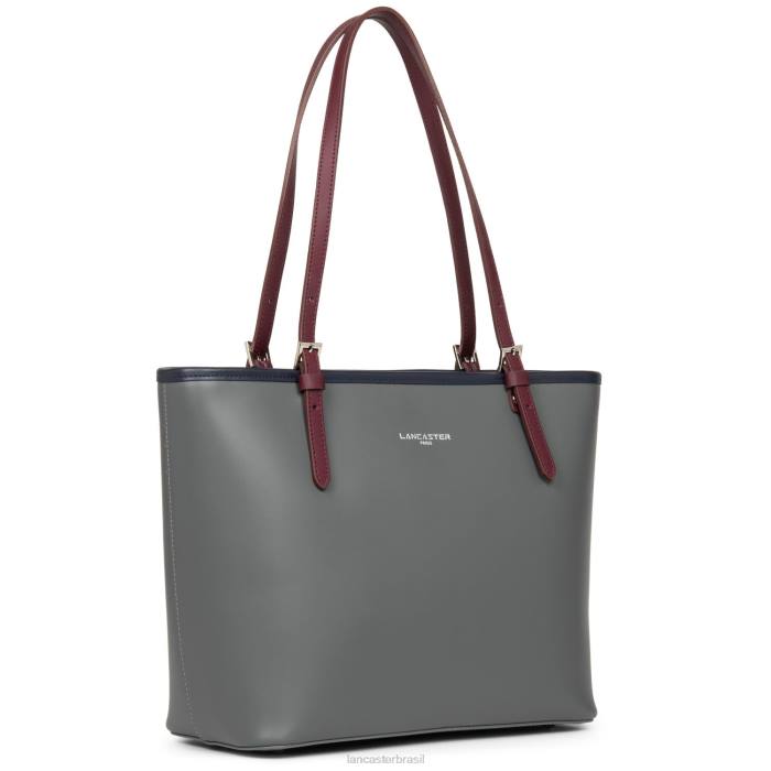 mulheres Lancaster Paris gris bleu fonce-bordeaux m sacola lisa RBF43115