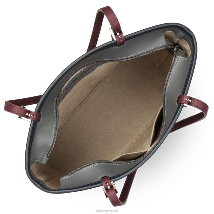 mulheres Lancaster Paris gris bleu fonce-bordeaux m sacola lisa RBF43115