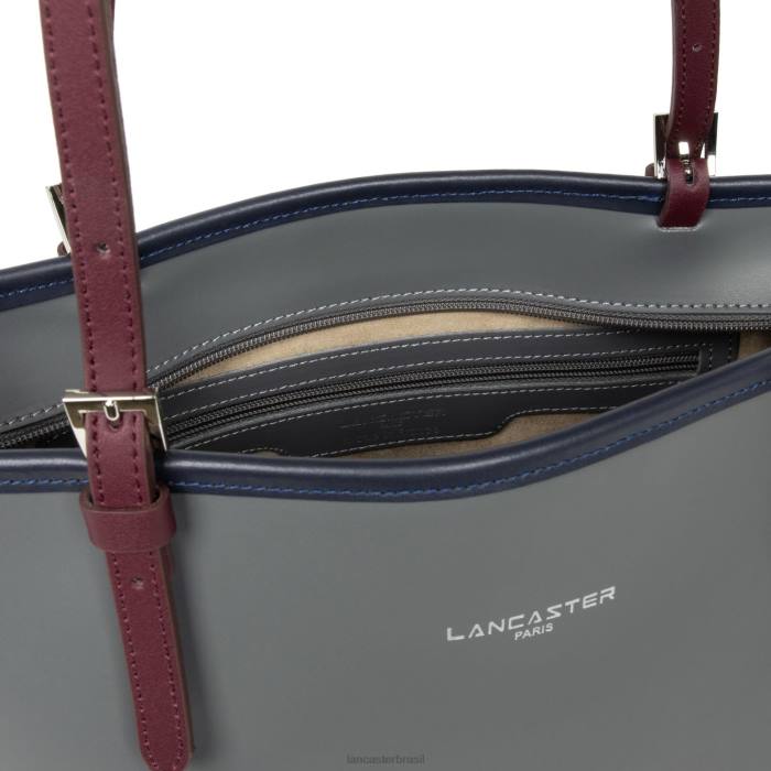mulheres Lancaster Paris gris bleu fonce-bordeaux m sacola lisa RBF43115