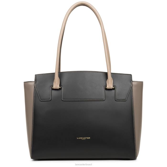 mulheres Lancaster Paris noir-taupe-nude fonce sacola lisa ou RBF44388