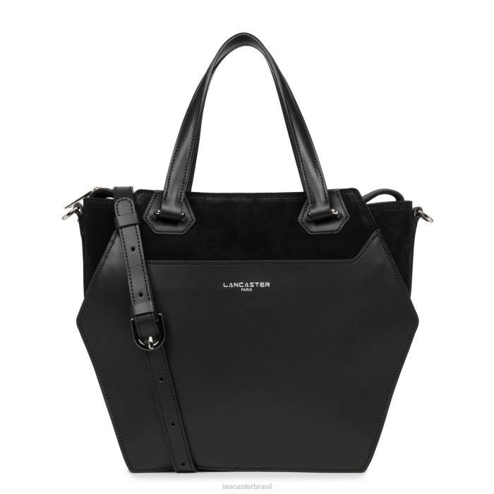 mulheres Lancaster Paris preto bolsa tote grande lisa ruche RBF43521