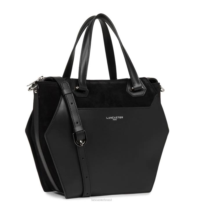 mulheres Lancaster Paris preto bolsa tote grande lisa ruche RBF43521