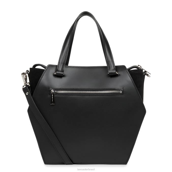 mulheres Lancaster Paris preto bolsa tote grande lisa ruche RBF43521