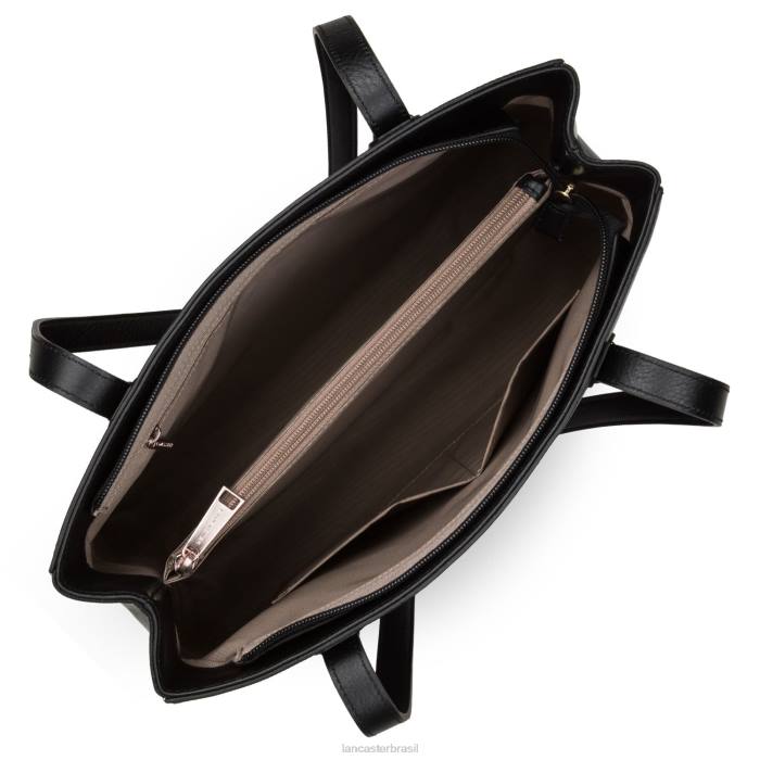 mulheres Lancaster Paris preto bolsa tote legendada RBF44032