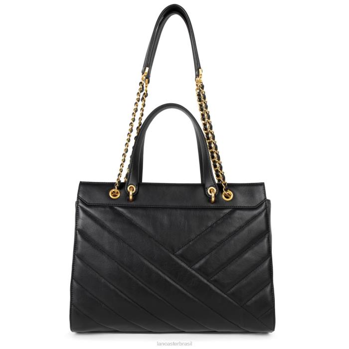 mulheres Lancaster Paris preto bolsa tote matelassê macio RBF43169