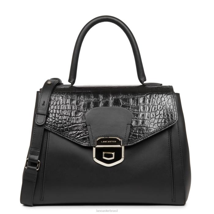 mulheres Lancaster Paris preto croco bolsa tote parisienne sophia RBF43607