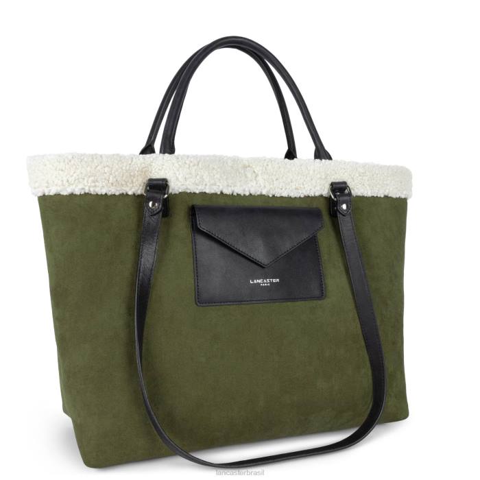 mulheres Lancaster Paris verde militar bolsa tote polaire consciente RBF44487