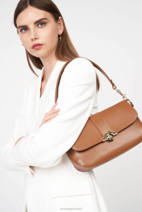 mulheres Lancaster Paris camelo bolsa baguete paris medaille RBF4890