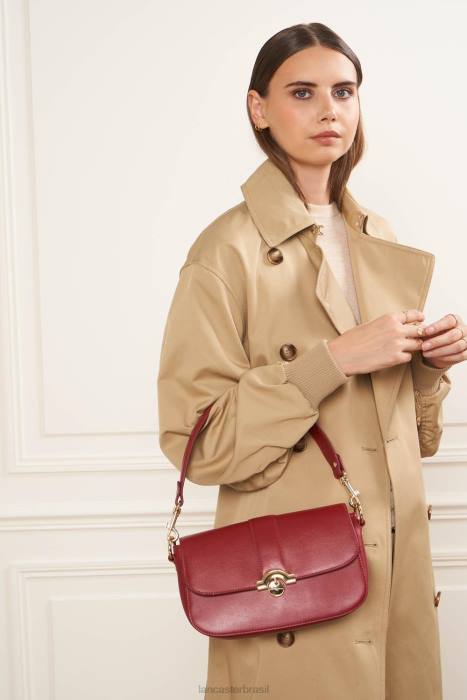 mulheres Lancaster Paris carmim bolsa baguete paris medaille RBF4898