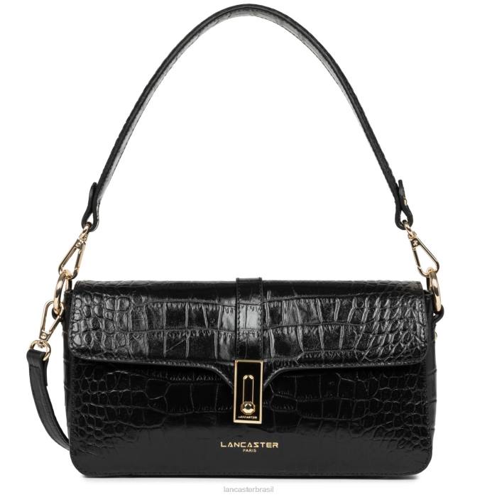 mulheres Lancaster Paris preto bolsa baguete exótica croco cn RBF44411