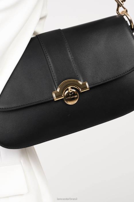mulheres Lancaster Paris preto bolsa baguete paris medaille RBF4894