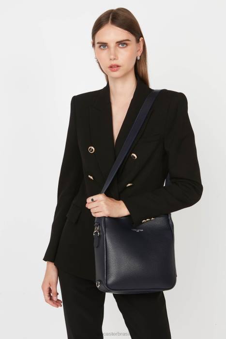 mulheres Lancaster Paris azul fonce-in-argent m bucket bag foulonne duplo RBF43297