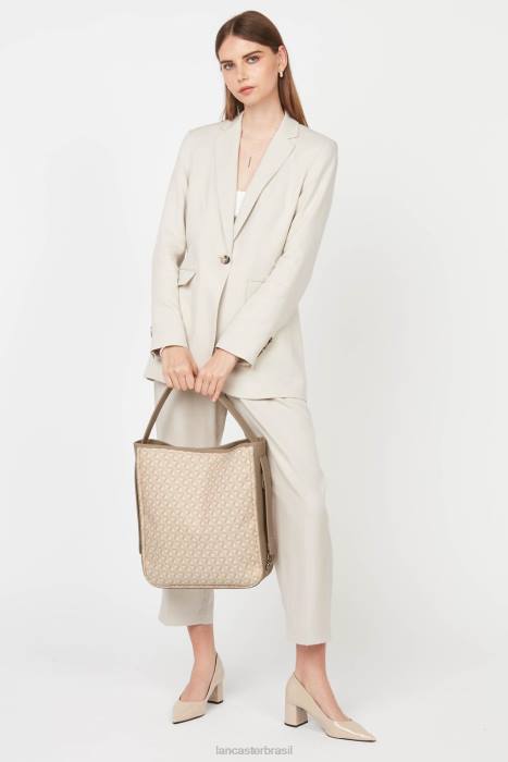 mulheres Lancaster Paris bege ícone de bolsa balde grande RBF44551