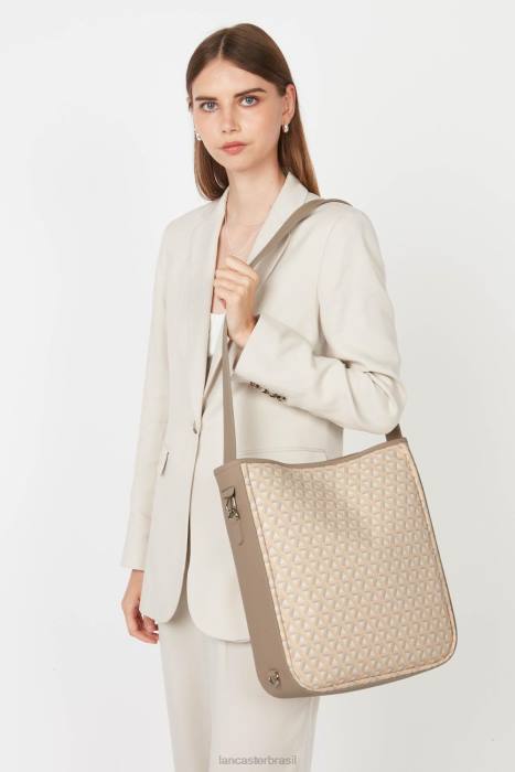 mulheres Lancaster Paris bege ícone de bolsa balde grande RBF44551