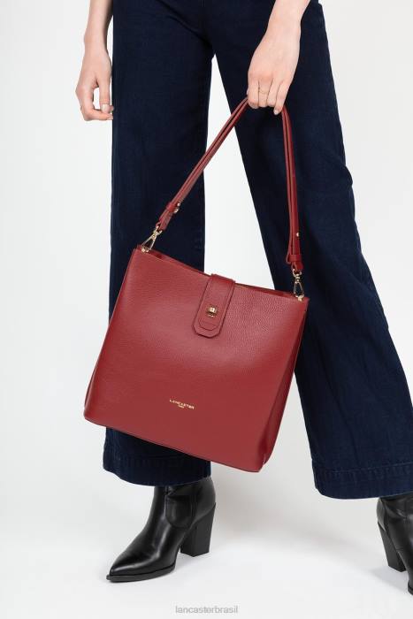 mulheres Lancaster Paris carmin-em-blush m bucket bag foulonne duplo RBF44152