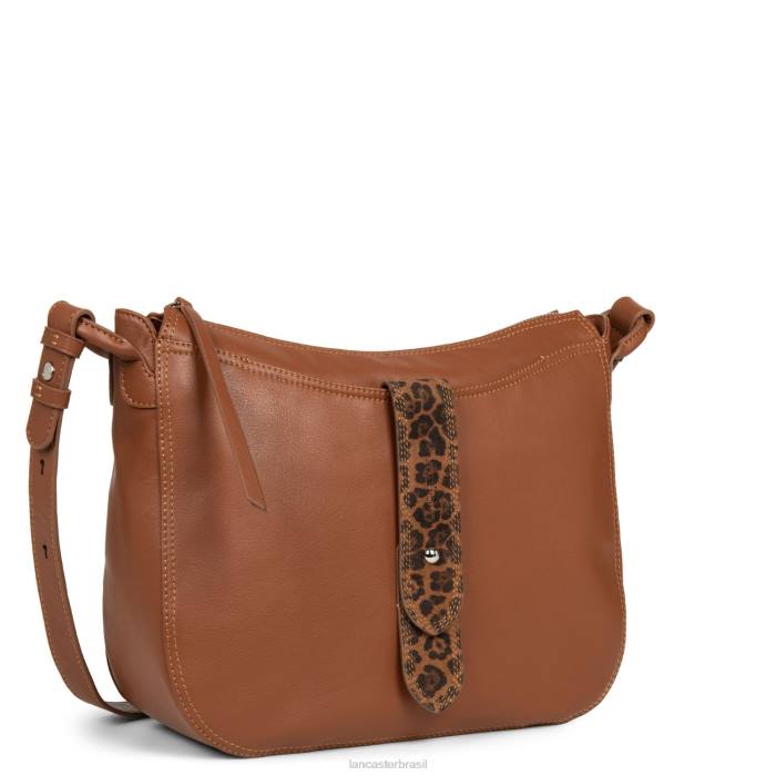 mulheres Lancaster Paris conhaque-leopardo bolsa bucket macia vintage RBF43684