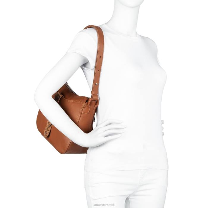 mulheres Lancaster Paris conhaque-leopardo bolsa bucket macia vintage RBF43684