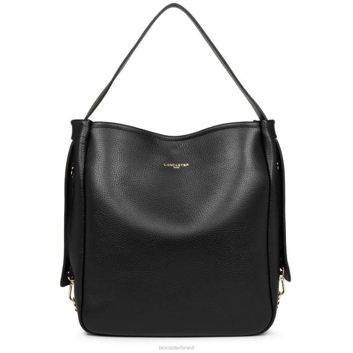 mulheres Lancaster Paris noir nu bolsa bucket grande foulonne dupla RBF43299