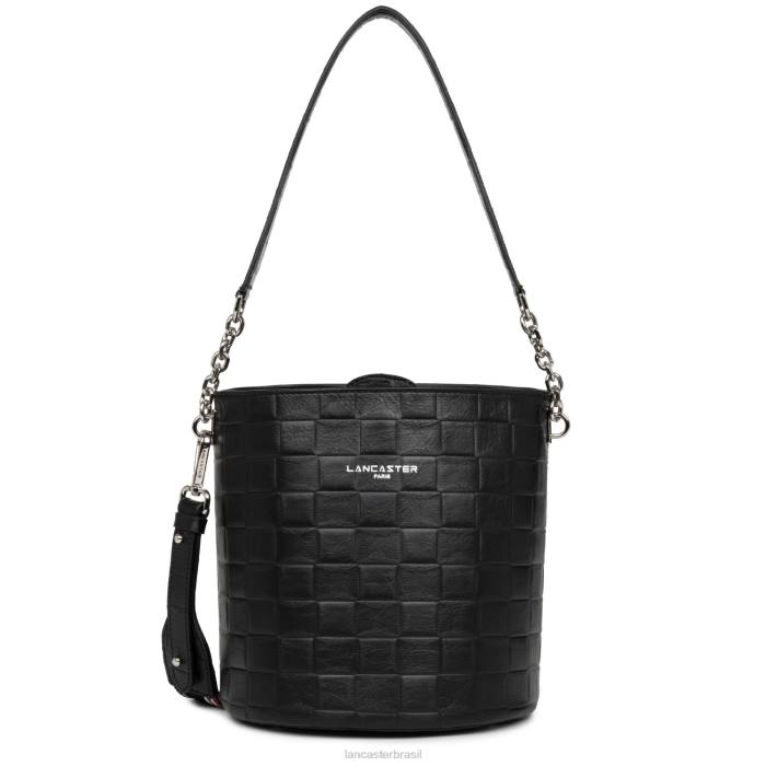 mulheres Lancaster Paris preto bolsa bucket gaufre RBF44404