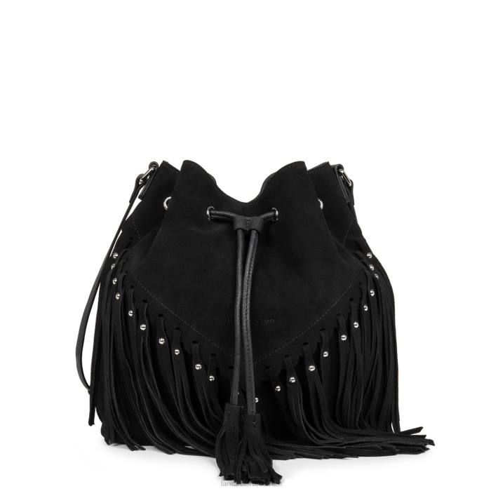 mulheres Lancaster Paris preto bucket bag santa fe franja RBF43703