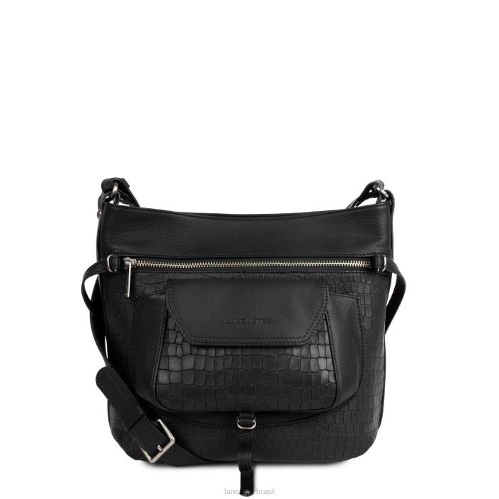 mulheres Lancaster Paris preto croco bolsa bucket macia vintage nova RBF44031